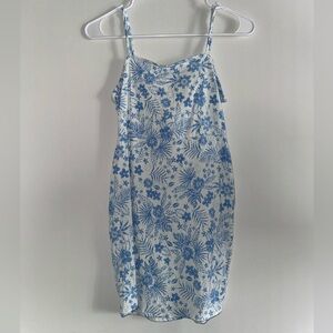 white + blue bodycon dress